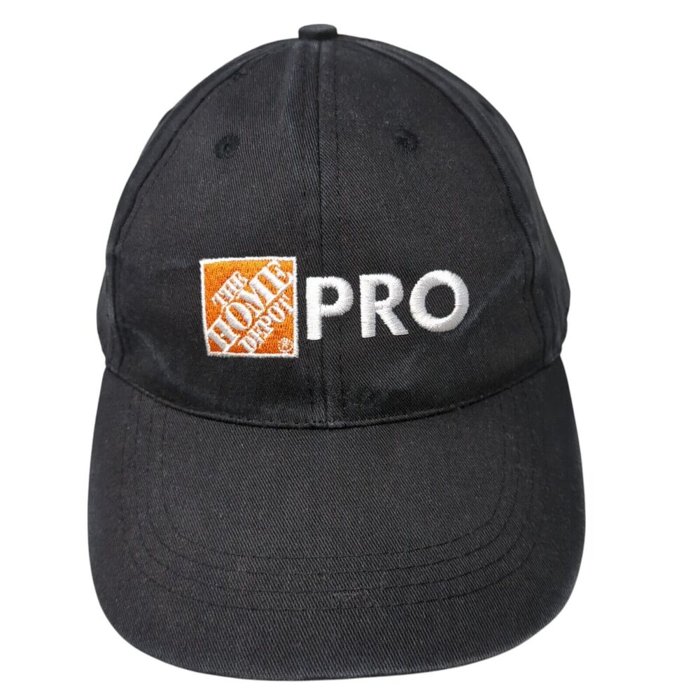 The Home Depot Pro Strapback Hat Black One Size Adjustable Embroidered BDA
